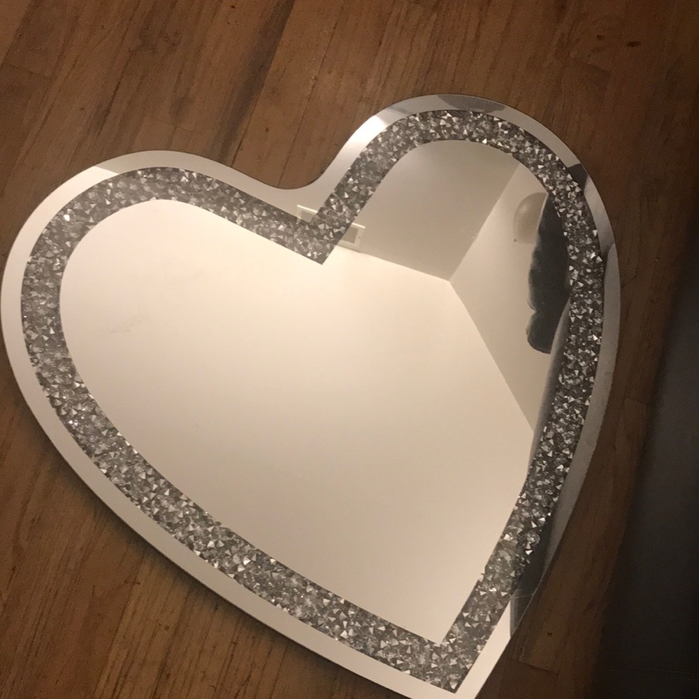Heart Shaped Mirrors With Crystal Crushed Diamonds